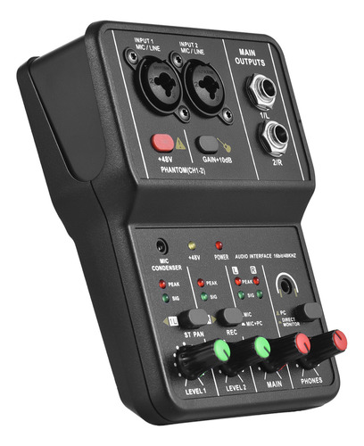 Interface De Placa De Som Gravação De Áudio Profissional Usb