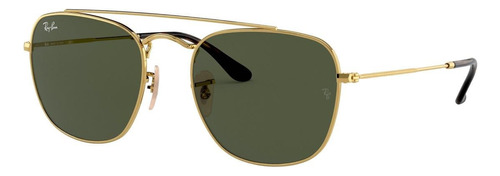 Óculos de sol Ray-Ban RB3557 Small armação de metal cor polished gold, lente green de cristal clássica, haste polished gold de metal
