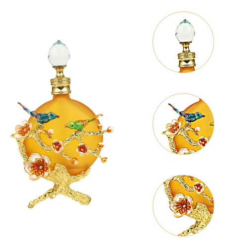 Frasco De Perfume Vintage Vazio, Frasco De 6x14cm Amarelo