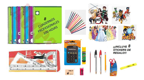 Paquete Utiles Escolares Secundaria 8 Cuadernos Calculadora