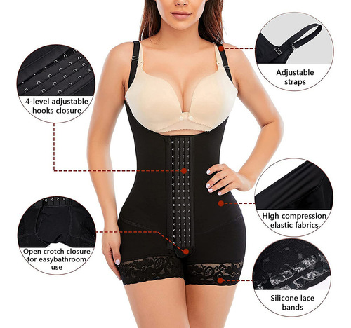 Body Butt Lifter Shapewear Negro Mujer Corsé Fajas