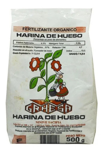 Harina De Hueso 500g Fertilizante Orgánico Grhesa