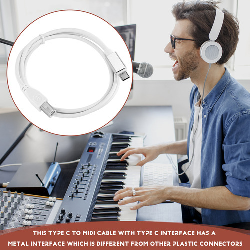 Cable Midi W1crystally-usb B A Conector C, Cable Adaptador