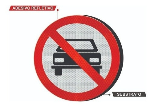 Imagem 2 de 3 de Placa R-10 Proibido Trânsito De Veículos C/ Adesivo Tipo I