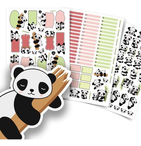 Imagem 1 de 3 de Etiquetas Escolares Panda Personalizadas Kit Jumbo
