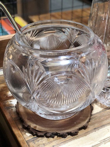 Ponchera De Cristal Antiguo Con Cucharon