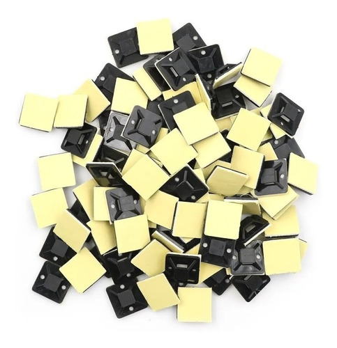 Imagem 3 de 5 de 20 Pcs Organizador Cabos C Abraçadeira 20x20mm Adesivo Preto