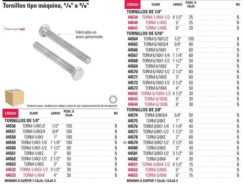 Imagen 2 de 4 de Tornillo Tipo Maquina 5/16' X 5' Fiero 44643