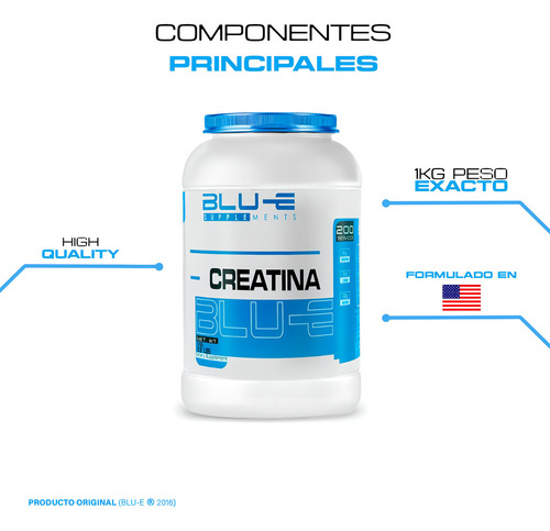 Creatina Blu-e Monohidratada 1k 200 Servicios Sabor Natural