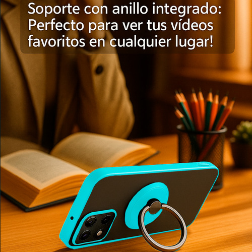 Funda Mate Uso Rudo Con Anillo Para Moto G24 + Kit 2 Micas Cristal Templado Evephones