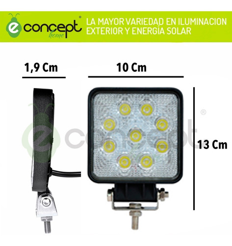 4 Reflectores Led Cuadrado 27w 2430lm Camioneta Motorhome