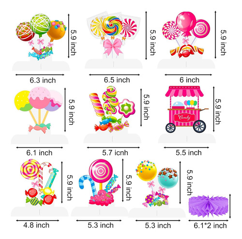 Decoraciones De Mesa De Fiesta De Candyland 9pcs Candyland L