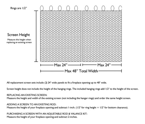 Midwest Hearth Fireplace Screen Mesh Curtain. 2 Panels Ea Ae