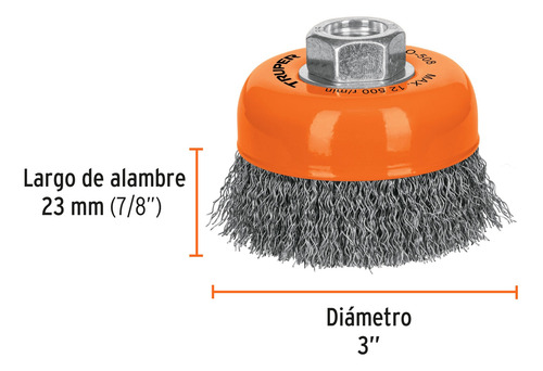 Grata Copa De Alambre Ondulado Fino De 3 . Eje De 5/8-11