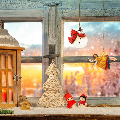 8 Adornos Metálicos De Navidad Colgantes Ángeles Santa Claus
