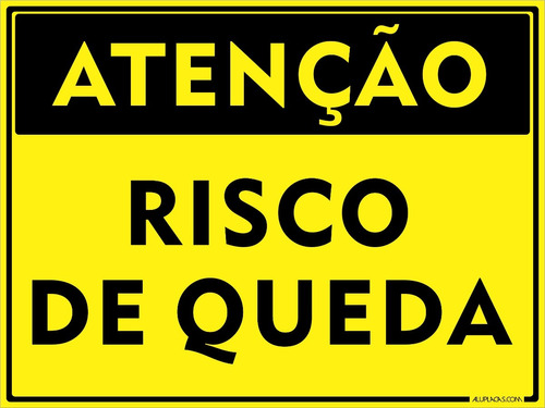 5 Placas Atenção Risco De Queda 40x30cm Em Alumínio