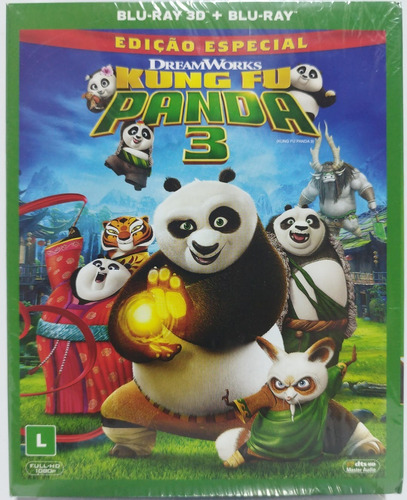 Blu-ray 3d + Blu-ray Kung Fu Panda 3 Com Luva Novo Lacrado