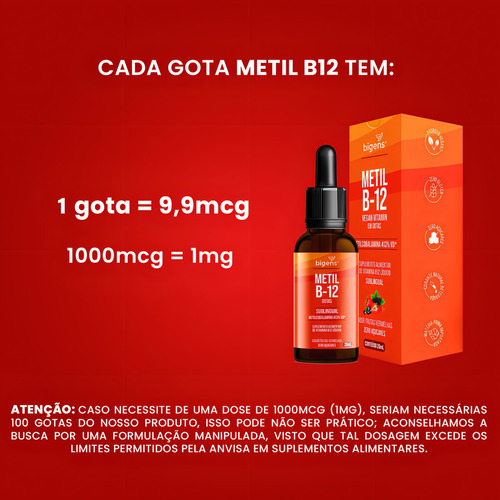 Kit Com 2x Metil B-12 Vegan Vitamin Gotas Liquida Metilcobal