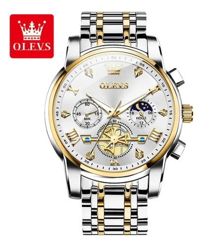 Reloj De Lujo Olevs Luminous Chronograph Diamond Color Del Fondo Sliver/gold/white