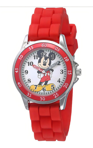 Reloj Mickey Mouse Original Disney Color De La Correa Rojo Color del fondo Blanco