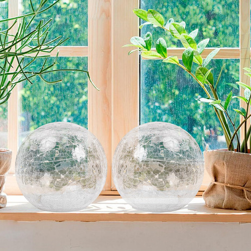 Lampara Led Crackle Globe Funciona Con Pilas, Orbe De Vidrio