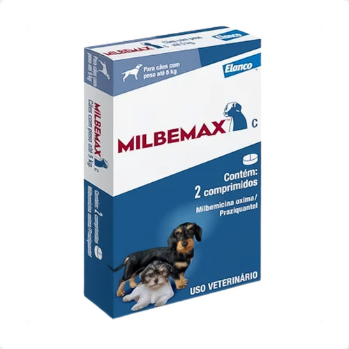 Vermífugo Milbemax C de dosis única para perros de hasta 5 kg, 2 comprimidos