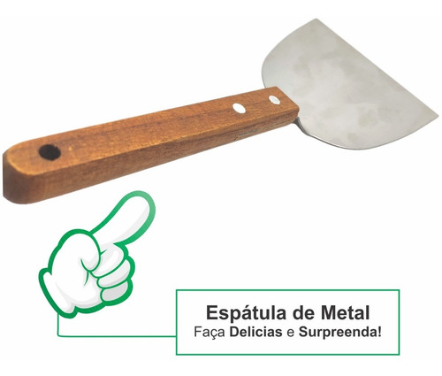 Imagem 2 de 7 de Espatula De Bolo Pizza Aço Inox Cabo Madeira Chapeiro Oferta
