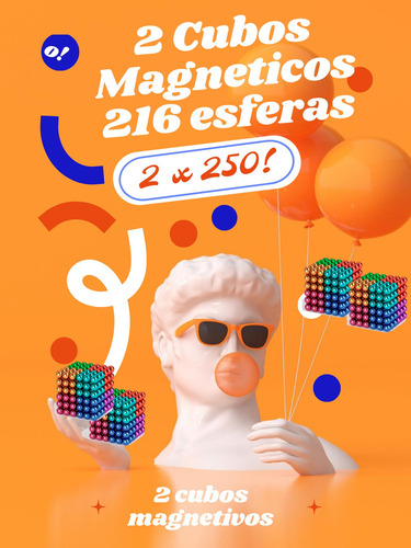 2 Cubos Magneticos Rompecabezas 216 Esferas De 3mm