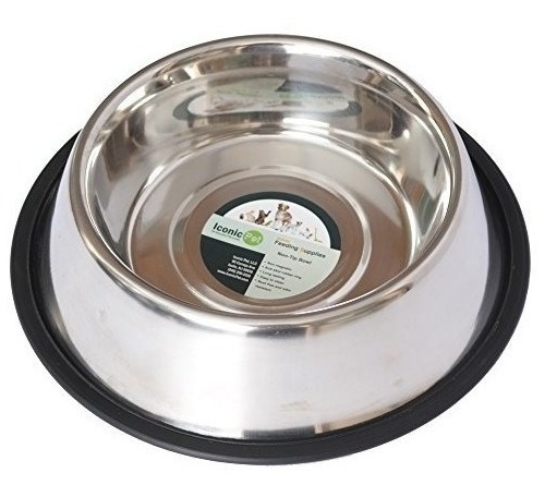 Iconic Pet 2 Cup Stainless Steel Non Skid Pet Bowl For