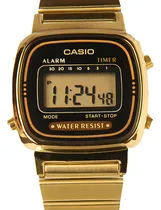 Comprar Reloj Casio La670 Mujer Mini Dorado Negro Vintage Alarma Color Del Fondo Negro Color De La Correa Dorado Color Del Bisel Dorado