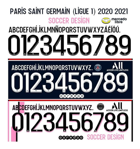 Tipografia Psg Liga Francesa 2021 2022 Archivo  .ttf .eps
