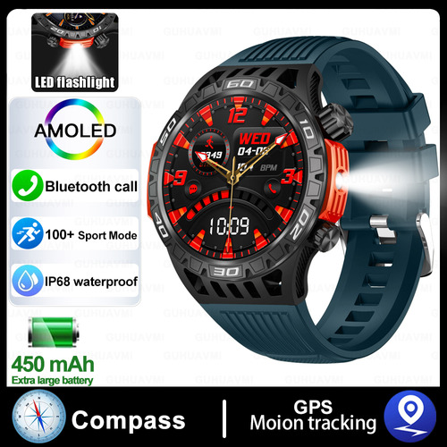 Men Outdoor Sos Led Health And Waterproof Call Smart Watch