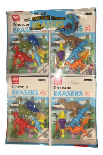 Caja De Gomas Borrador Kawaii Dinosaurios Con 12 Packs