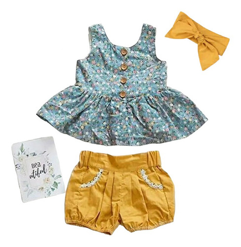 Conjunto Bebé Niña Amarillo Flores