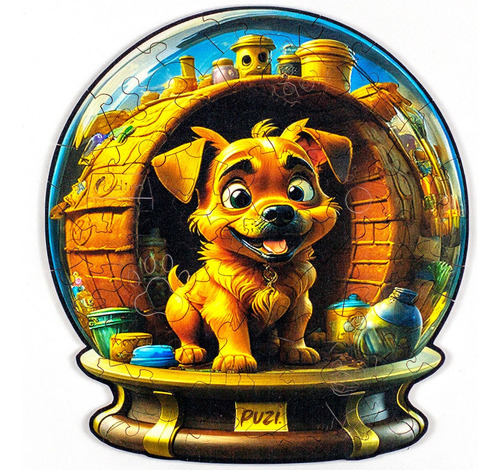 Quebra-cabeça Orbe Cachorro 50 Peças De Madeira - Puzi