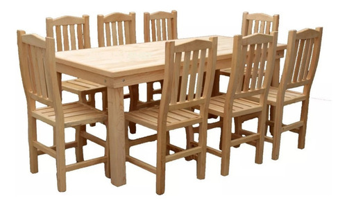 Comedor París Madera 8 Personas Sillas Tipo Tablón 80x184