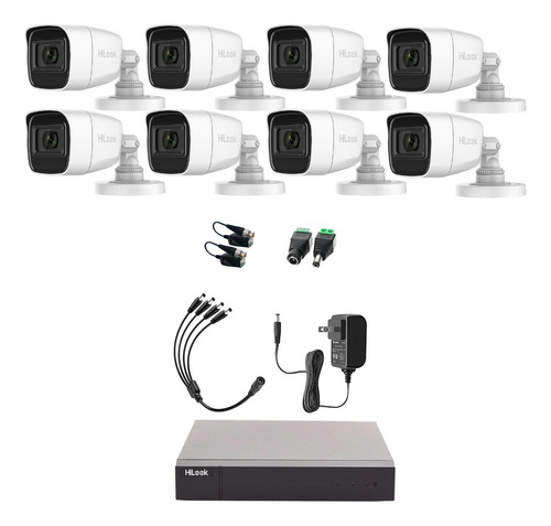 Hilook Kit De Camaras De Seguridad Exterior Con Micrófono Integrado Modelo Hlps1080-plus8+-sc Video Vigilancia Turbohd 1080p Cctv 8 Cámaras Bala