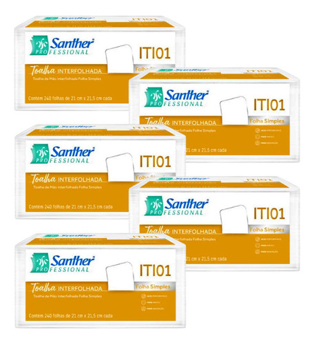 Papel Toalha Folha Simples Sanrther Professional 1200 Folhas