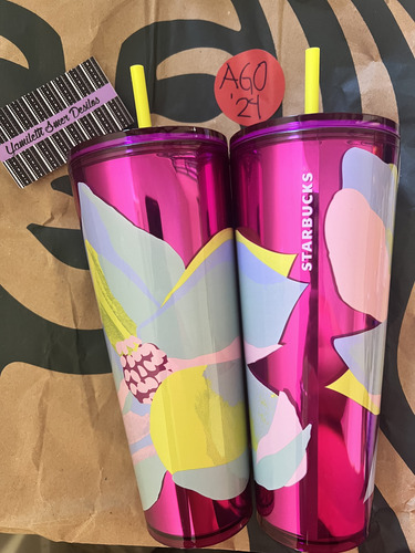 Vaso Starbucks Rosa Flores Eua 2024