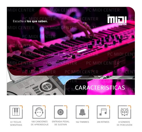 Imagen 6 de 10 de Teclado Musical Mk935 61 Teclas Sensitivo + Fuente Promo