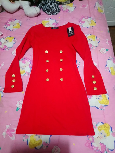 Hermoso Vestido Rojo Elegante Abotonado (Usado)