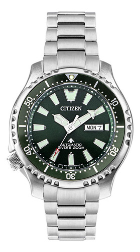 Reloj Citizen Promaster Dive Para Caballero Color de la correa Plata Color del bisel Plateado Color del fondo Verde