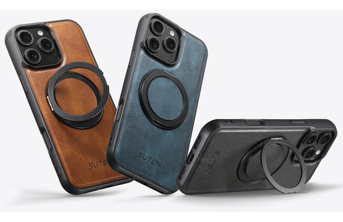Funda Clásica Retro De Piel Encerada Al Óleo Magsafe, Magnética Inalámbrica, Con Soporte Metálico Para iPhone 16, 15, 14, 13, 12 Series