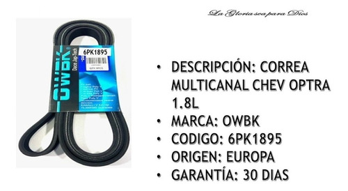 Correa Unica Chevrolet Optra 1.8l (6pk1895)