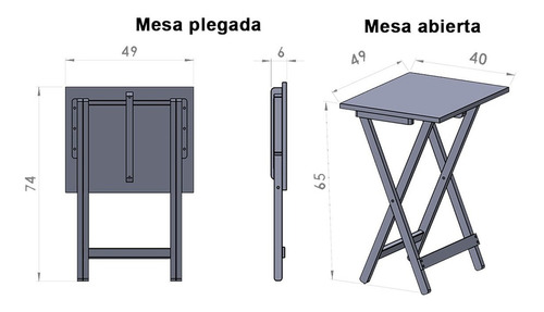 Mesa Plegable De Servicio Minimalista Hogare Color Rectangular Vintage