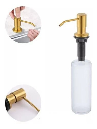 Dosador De Sabão Liquido De Embutir Gold Inox Dourado 500ml