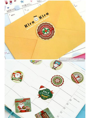 4 Pegatinas Navideñas Impermeables Con Patrones Mixtos, 4 Un
