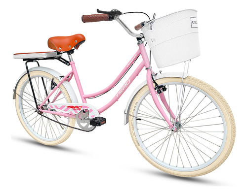 Bicicleta R26 Vintage Crusier Para Dama Con Accesorios Color Rosa Tamaño Del Cuadro 26