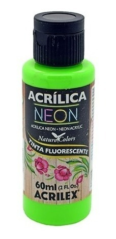 2x Tinta Acrílica Neon Acrilex 101 Verde Fluorescente - 60ml