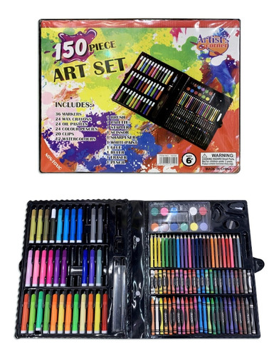 Set Escolar De 150 Piezas Valija  Lápices Cartuchera 